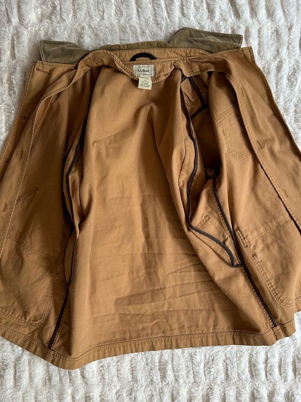 LL Bean Vintage Chore Coat Barn Jacket Tan Womens M - Picture 8 of 10
